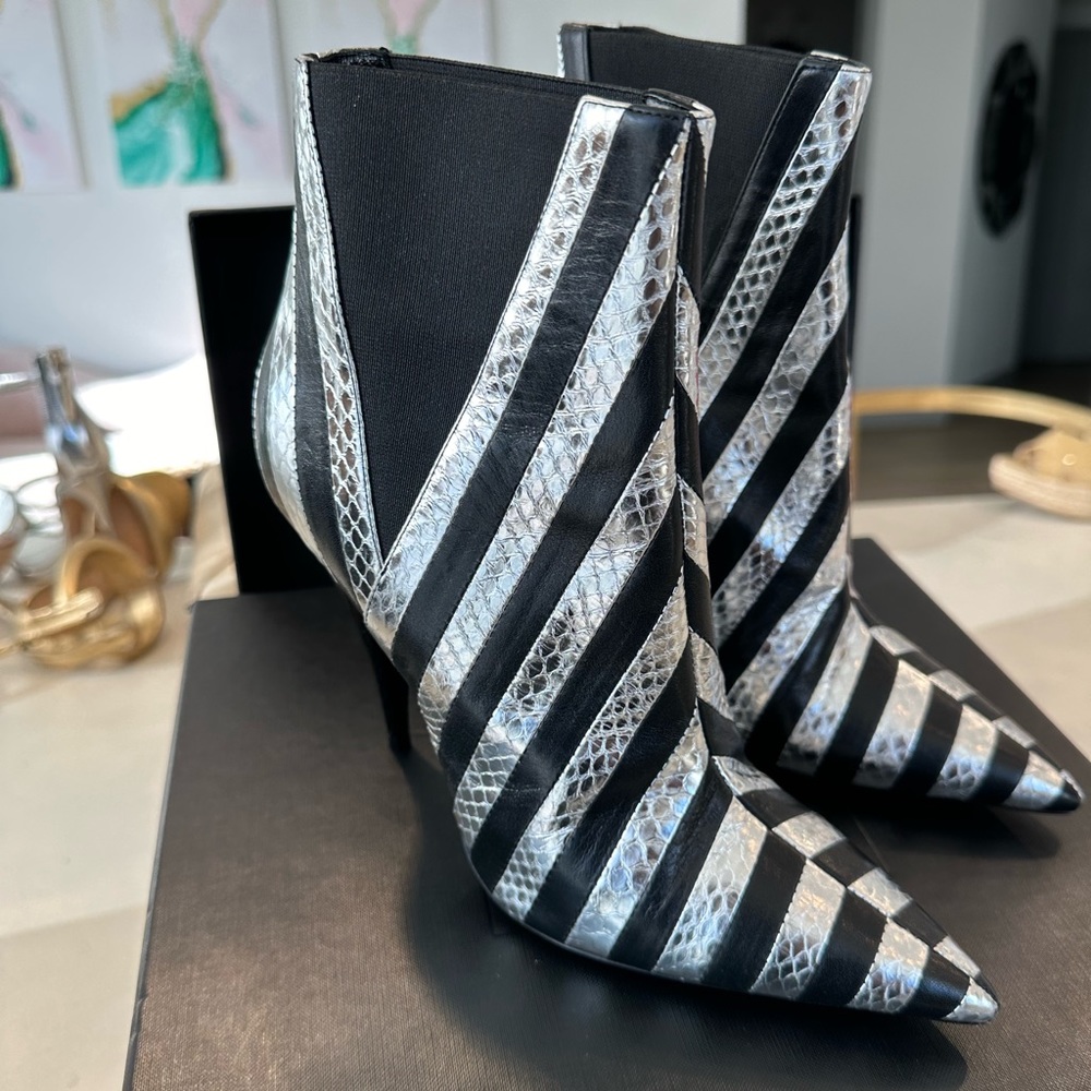 YSL Snake Black and Silver Boot